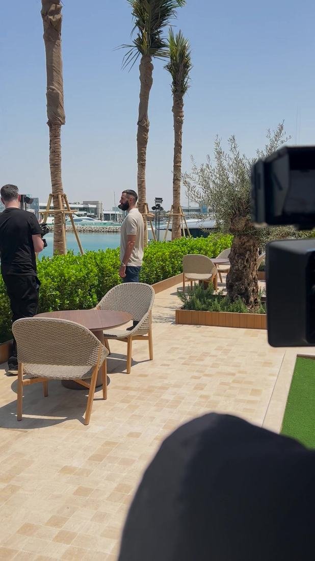 Netflix Saudi Pro League documentary, Jeddah: a cinema camera in the foreground as the crew films a scene by the water